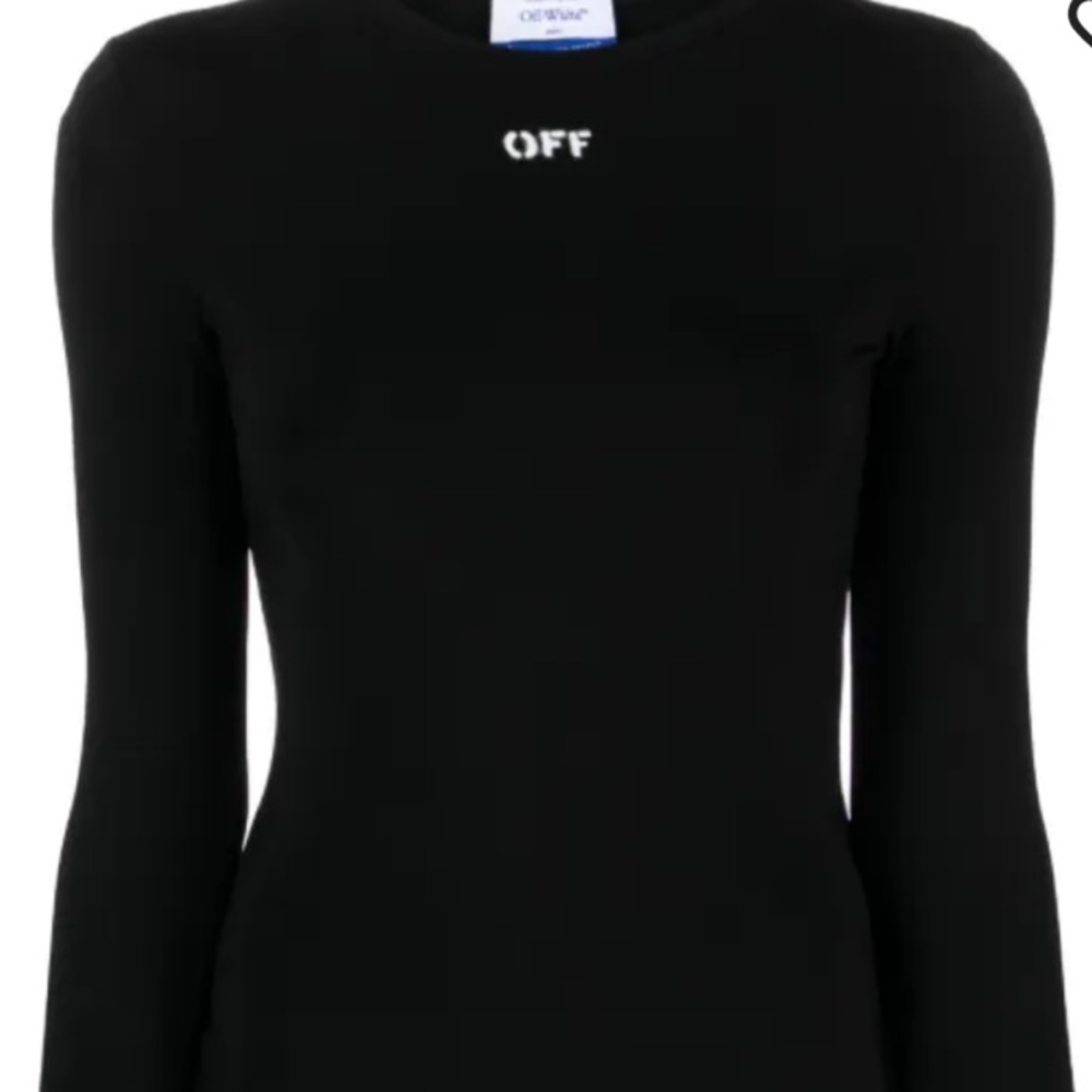 Off-White Black Ribbed Long Sleeve Bodysuit